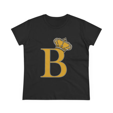 Women's Midweight Cotton Tee, Print Queen Letter B