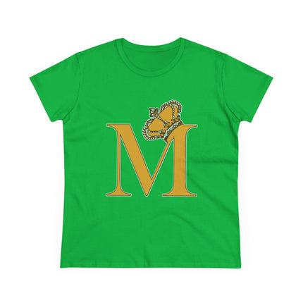 Women's Midweight Cotton Tee, Print Alphabet Letter M