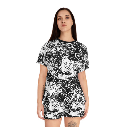 🖤 Black & White Splash Set – Bold Graphic Tee & Shorts