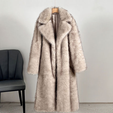 Autumn And Winter Extended Imitation Fur Coat Overcoat