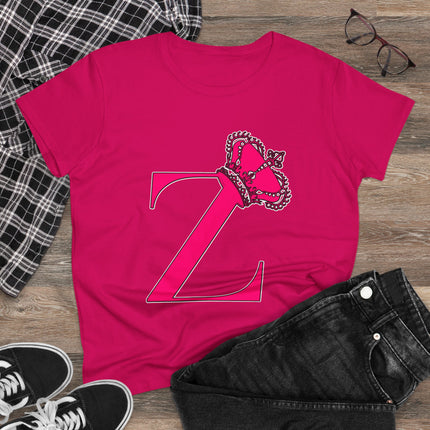 👑 “Z” Monogram Tee – Regal in White & Hot Pink