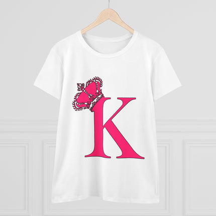 👑 “K” Royal Monogram Tee – Bold in Magenta & Crowned in Pink