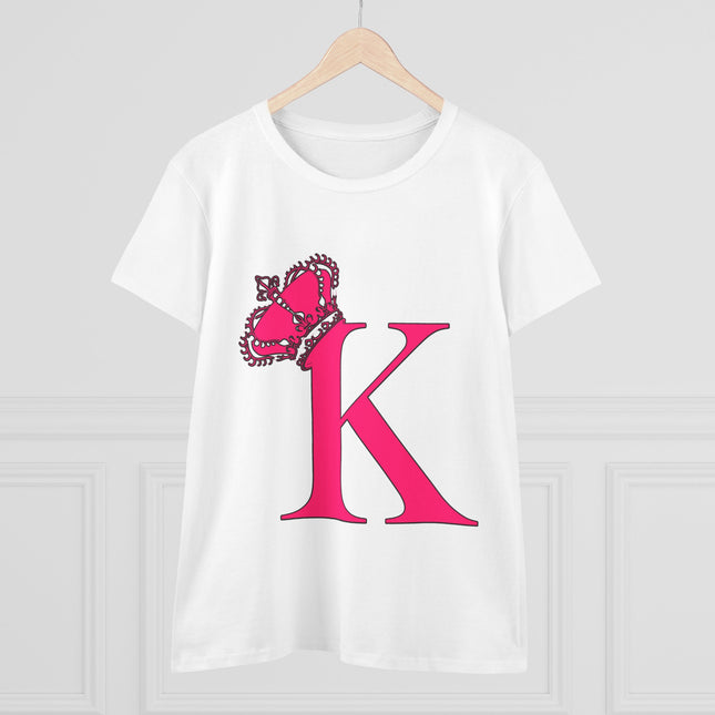 👑 “K” Royal Monogram Tee – Bold in Magenta & Crowned in Pink