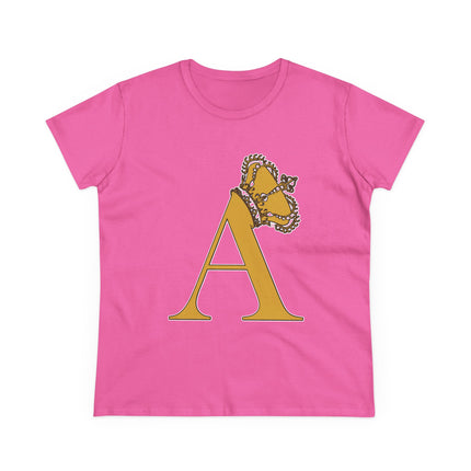 Print Queen Letter A, Women's Midweight Cotton Tee