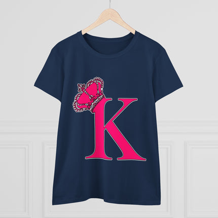 👑 “K” Royal Monogram Tee – Bold in Magenta & Crowned in Pink