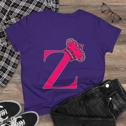 👑 “Z” Monogram Tee – Regal in White & Hot Pink