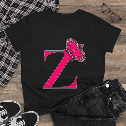 👑 “Z” Monogram Tee – Regal in White & Hot Pink
