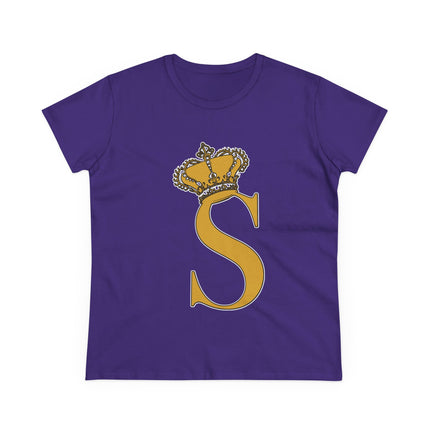 Women's Midweight Cotton Tee, Print Queen Letter S