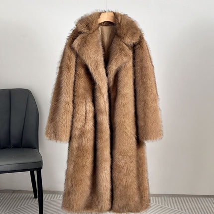 Autumn And Winter Extended Imitation Fur Coat Overcoat