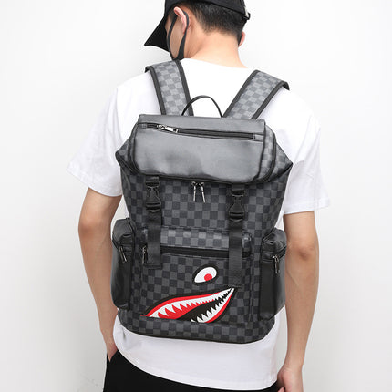 Korean Casual Checkered Printed Large Capacity Backpack