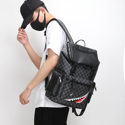 Korean Casual Checkered Printed Large Capacity Backpack