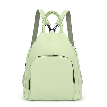 Pu Backpack Practical Soft Leather Zipper Handbag