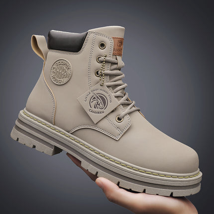 Men's Fashion Seven-hole Fleece-lined Durable Wear-resistant Overalls Boots