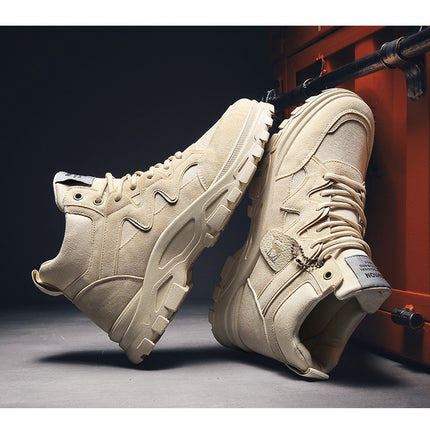 Fall Winter Men High Top Boots Thick Bottom Retro