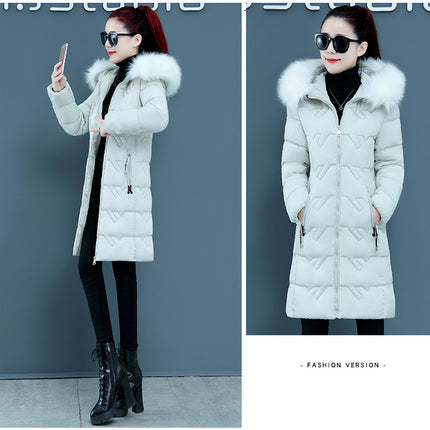 Slim Slimmer Hooded Big Fur Collar Plus Size Cotton Jacket Trendy