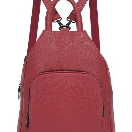 Pu Backpack Practical Soft Leather Zipper Handbag